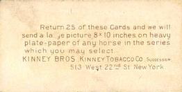 1889 Kinney Brothers Famous English Running Horses (N230) #NNO Kingcraft Back